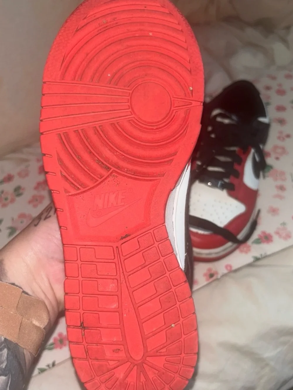 Nike Black and Red Athletic Sneaker Interior Label Visible